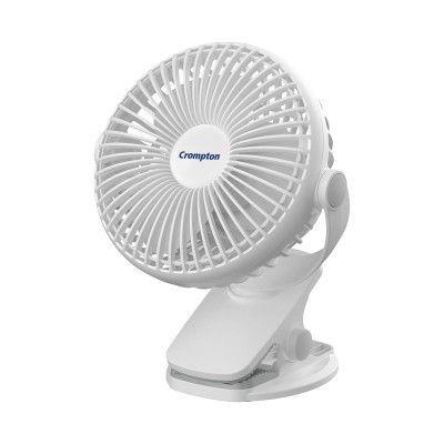 Crompton Siro Rechargeable Clip Fan 100MM | Personal Cooling Fan for Desk, Bedroom & Travel (White)
