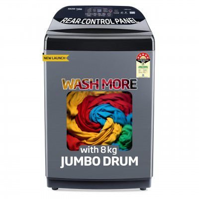 Voltas Beko, A Tata Product 8 Kg 5 Star Fully-Automatic Top Loading Washing Machine (WTL8006UEA1 / OBS1060, Grey)