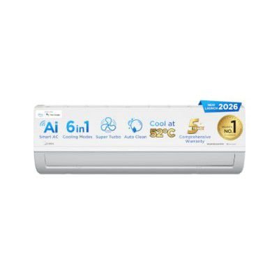Midea 1 Ton 5 Star Inverter Split AC, Wi-Fi & 6-in-1, MAI12SR5R36W0