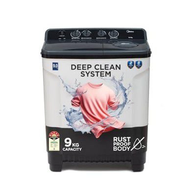 [2025 Model] Midea 9 Kg 5 Star Air Jet Dry IPX4 Protection Semi Automatic Top-Load Washing Machine (MWMSA090SAPPG)