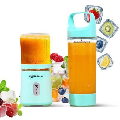 Amazon Basics Portable Blender | 350/500 ml Jar | 6 Stainless Steel Blades | 2x2000 mAh Batteries | 1 Year Warranty