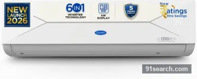 CARRIER 1 Ton 3 Star Split AI Inverter Convertible 6-in-1 with Smart Energy Display AC (CAI12EE3R36F0)