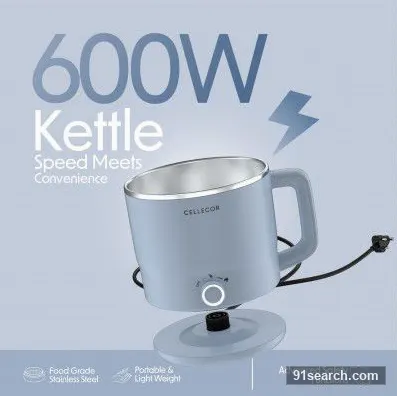 Cellecor Stainless Steel Multi-Cook Kettle CMK18 Home Chef With Steamer, Egg Tray, Rust Free Body, 600W Powerful Output, Multi Cook Electric Kettle (1.8 L, Light Blue)