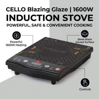 CELLO Blazing Glaze Induction Stove 1600 Watts, Black