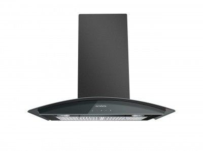 Eurodomo 60 cm 1200 m³/hr curved glass Kitchen Chimney (HOOD GARNET TC BK 60 (EURODOMO), Baffle Filter, Touch Control, Black)
