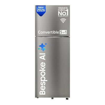 [Extra Rs.7k OFF] Samsung 330 L, 2 Star, Convertible 5-in-1, Digital Inverter, Frost Free Double Door, WiFi Bespoke AI Refrigerator (RT34HG5A42SLHL)