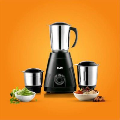 Glen Mixer Grinder 550 Watt, 3 Stainless Steel Jar - Black (SA4021JAR3)