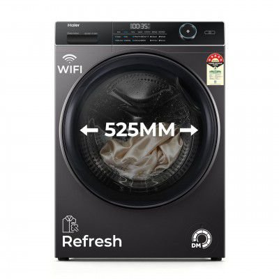 Haier 12Kg, 5 Star, AI Smart Wash, Hygiene Refresh, WiFi Fully Automatic Front Load Washer (EFL120-DM14IEIS8U1 | Dark Jade Silver)