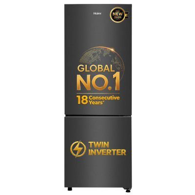 Haier 237 L 2 Star Frost Free Twin Inverter Double Door Bottom Mount Refrigerator (HEB-242EGBA-P, GE Black, 2026 Model)