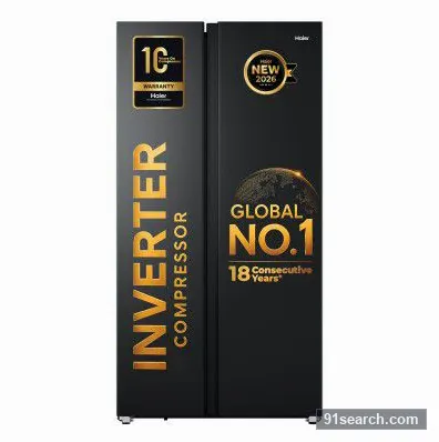 Haier 540L 3Star 2 Door Side by Side Frost Free Refrigerator (HRS-615LB, Luxe Black)