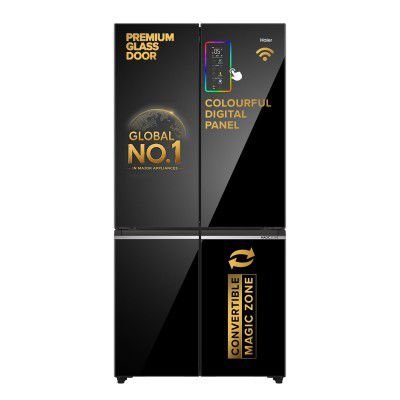 Haier 630L Lumiere French Door 4 Door Side by Side Frost Free Refrigerator (HRB-700KGU1, Black Glass)