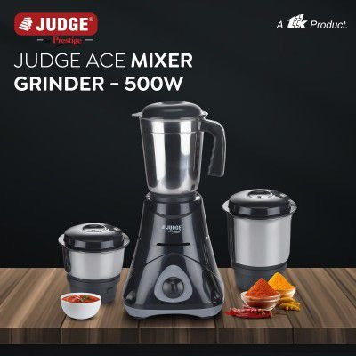Judge by Prestige 500 Watts ACE Mixer Grinder with 3 Stainless Steel Jars | Black