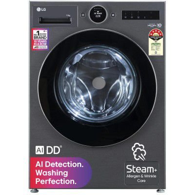 LG 12 Kg, 5 Star, AI DD Technology, Steam+, Wi-Fi, Smart Digital Dial, Fully-Automatic Front Load Washing Machine (FX1412N9K)