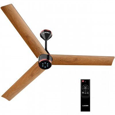 LUKER JVLuker USA Crown Wood 1200mm BLDC Ceiling Fans with Remote, BEE 5 star Rated Energy Saving Ceiling Fan for Living Room, High Air Delivery with LED Indicators, Teakwood-Black-Copper