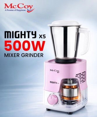 McCoy Mighty X5 Mixer Grinder | 3 SS Jars | 500 W Mixi | Hybrid Motor with 2 Years Warranty |