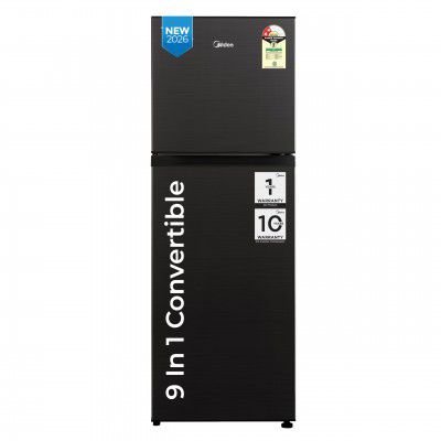 Midea 233L 2 Star Convertible 9-In-1 Inverter Compressor Frost Free Double Door Refrigerator (MDRT359FGI28IN, Active C Fresh Deodorizer, Jazz Black)