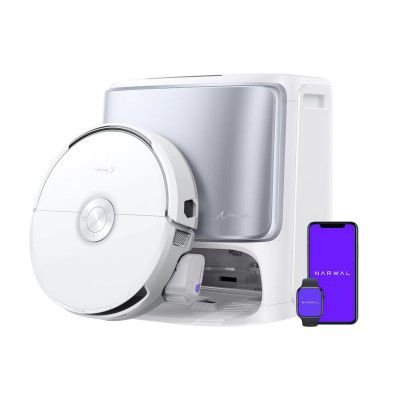 NARWAL Flow Robot Vacuum Cleaner with Mopping, 22,000Pa Suction, Self-Cleaning Mop with Hot Water, Edge-to-Edge Cleaning, Auto Dust Emptying, Voice Control, Multifunctional Dock, Pet & Carpet Friendly