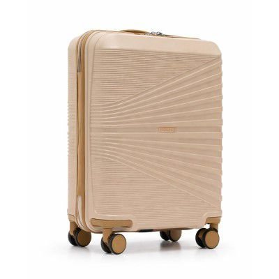 Police Origine Cabin Trolley | 65L Capacity TSA Lock 8 Smooth 360° Spinner Wheels Telescopic Handle PP Hard Shell (Baby pink)