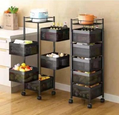 Rasvesh Multi-Purpose Trolley Storage Organizer and Kitchen Accessories Items for Kitchen Storage Rack Square Design Fruits & Vegetable Onion Cutler (5 Tier)