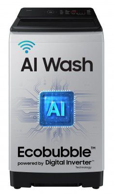 Samsung 8 Kg, 5 Star, AI Wash, Ecobubble, Fully-Automatic Top Load Washing Machine (WA80F08S2LTL)