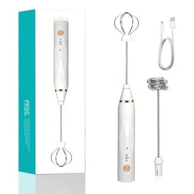 SHOPPOFOBIX Coffee Frother Electric Milk Frother for Shakes Mini Foamer for Cappuccino, Frappe, Matcha, Egg Beater Hand Blender, Stand-up Design (White)