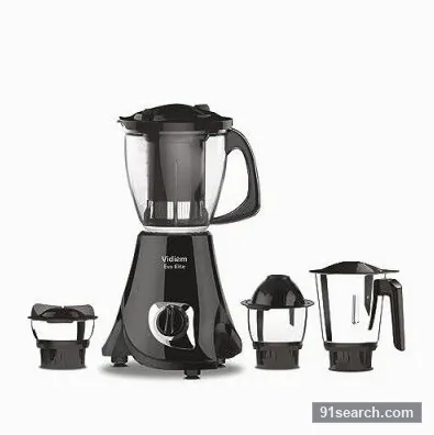 Vidiem Eva Elite Mixer Grinder 710 A (Black) | Mixer grinder 750 watt with 1 Juicer & 3 Leakproof Jars with self-lock | Mixer grinder | 2 Years Warranty (4 Jar)