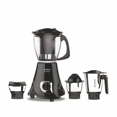 Vidiem Eva Elite Mixer Grinder 710 A (Black) | Mixer grinder 750 watt with 1 Juicer & 3 Leakproof Jars with self-lock | Mixer grinder | 2 Years Warranty (4 Jar)