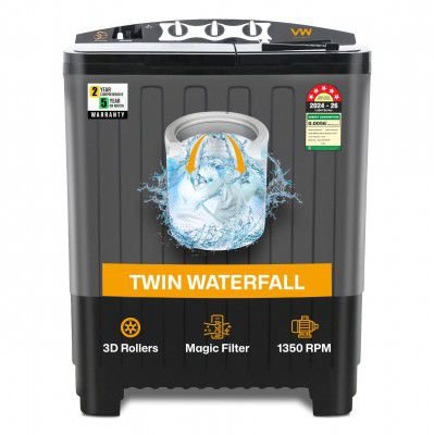 VW 7.5 kg 5 Star Aqua Spin Semi Automatic Top Load Washing Machine AquaSpin0075P (Black)