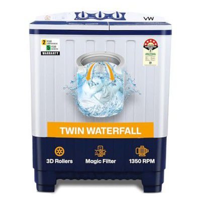 VW 7.5 kg 5 Star Pure Wash with Semi Automatic Top Load Washing Machine PureWash0075G (White)