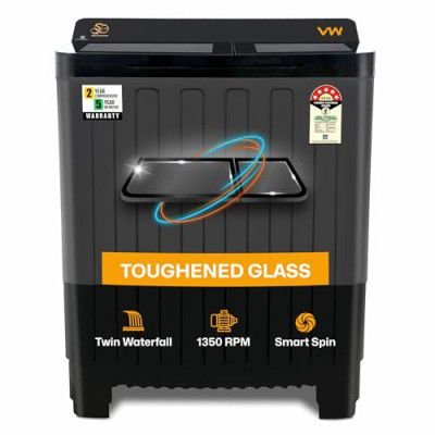 VW 8.5 kg 5 Star Storm Wash with Semi Automatic Top Load Washing Machine StormWash0085G (Black)